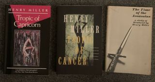 3 Henry Miller Books Tropic Of Cancer,  Tropic Of Capricorn,  Time Of The Assassins