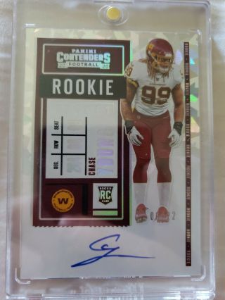 2020 Panini Contenders Chase Young Rookie Ticket Cracked Ice Auto Rc 06/22