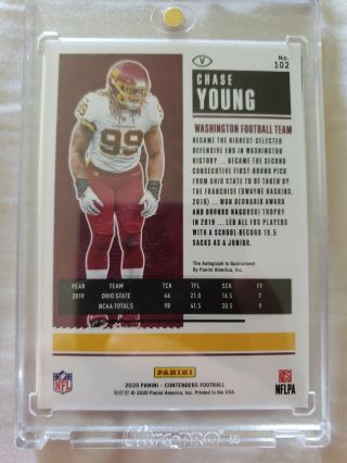 2020 Panini Contenders Chase Young Rookie Ticket Cracked Ice Auto RC 06/22 2