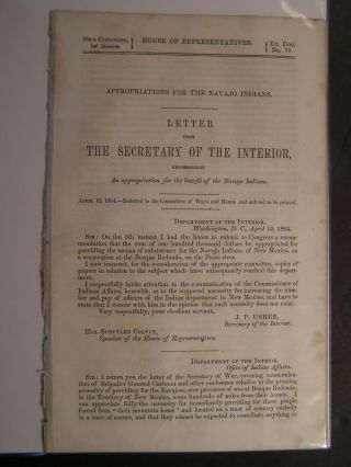 Government Report 1864 Appropriations For The Benefit Of The Navajo Indians