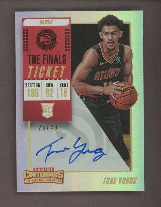 2018 - 19 Panini Contenders The Finals Ticket Trae Young Rc Rookie Auto 25/49