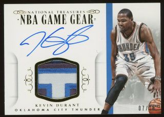 2014 - 15 National Treasures Nba Game Gear Kevin Durant 3 - Color Patch Auto 7/10