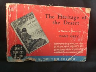 1938 Armed Services Edition The Heritage Of The Desert By Zane Grey