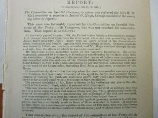 Govt Report Civil War Pension US Sanitary Commissions Steamer S.  E.  Browne 2275 2