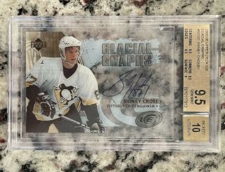2005/06 Ud Ice Glacial Graphs Sidney Crosby Rookie Bgs 9.  5 Auto/10