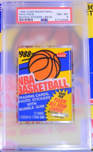 1988 - 89 Fleer Basketball Wax Pack Psa 8 Nm - Mchale Sticker Back Box Fresh
