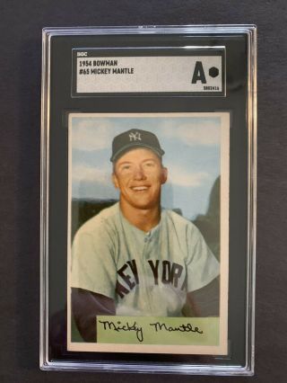 1954 Bowman Mickey Mantle No.  65 Sgc Authentic Card