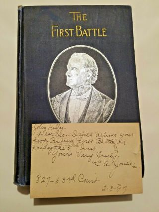 Antique 1896 1st/1st Edition The First Battle William Bryan,  With 1897 Postcard