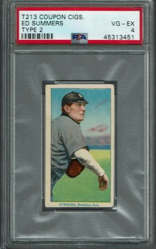 1914 T213 Coupon Cigarettes Type 2 Ed Summers Pop 1 (none Higher) Psa 4 - Rare
