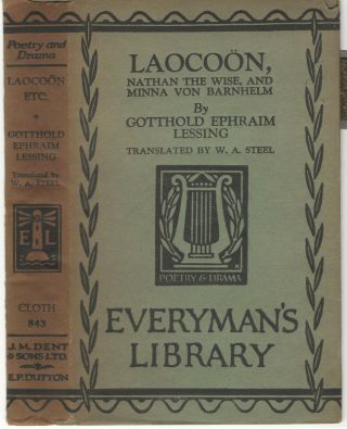 91 - Year - Old First Everyman’s Library 843 Lessing Laocoon & Nathan The Wise Later