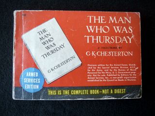 Man Who Was Thursday Gk Chesterton Armed Services Ed 984 [1946] 1st Thus Scarce