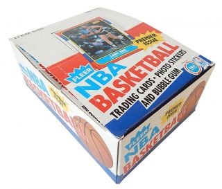 1986 - 87 Fleer Basketball Empty Display Box & 36 Wax Pack Wrappers Jordan Rookie