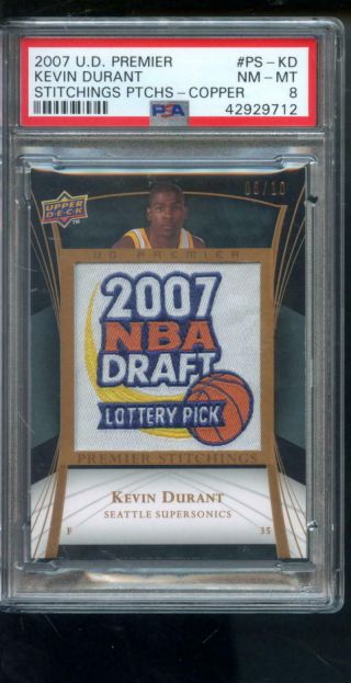2007 - 08 Upper Deck Ud Premier Stitchings Kevin Durant Rookie Rc Psa Graded Card
