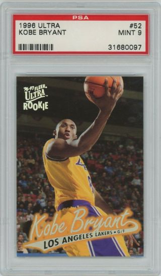 1996 - 97 Kobe Bryant Fleer Ultra Rookie No.  52 Los Angeles Lakers Psa 9
