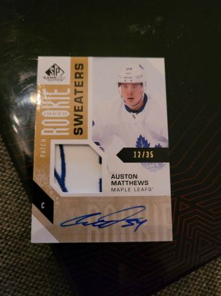 16/17 Sp Game Auston Matthews Rookie Sweaters Inked Patch Auto Sp /35 Wow