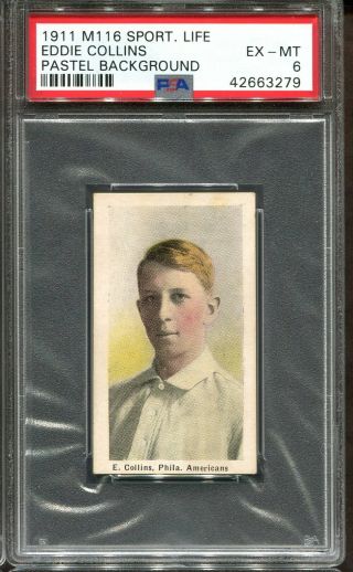 1911 M116 Sporting Life Eddie Collins Psa 6,  Pastel Background Phila.  Amer.