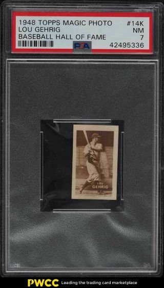 1948 Topps Magic Photo Baseball Hall Of Fame Lou Gehrig 14k Psa 7 Nrmt