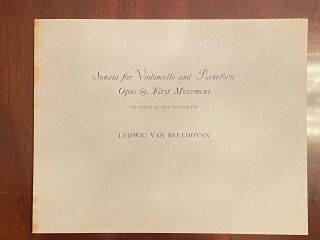 Beethoven Cello Sonata Op.  69,  1st Mvmt.  Facsimile Of Autograph Manuscript.  1970