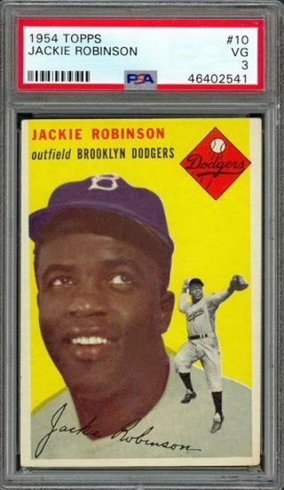 1954 Topps Jackie Robinson 10 - Brooklyn Dodgers - Psa 3 - Vg