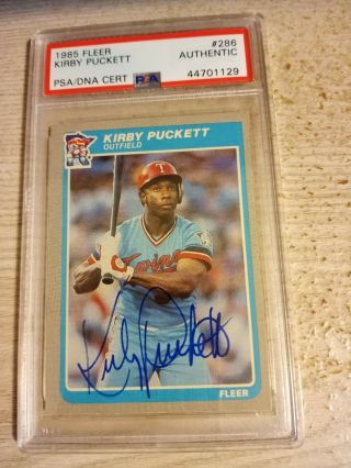 1985 Fleer Kirby Puckett Auto Autograph Signed Rookie Rc 286 Psa/dna Twins Hof