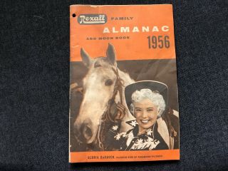 Vintage Rexall Family Almanac & Moon Book 1956 Gloria Dehaven Cowgirl Drug Store