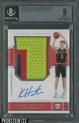 2018 - 19 National Treasures Kevin Huerter Rpa Rc Rookie Patch Auto /99 Bgs 9