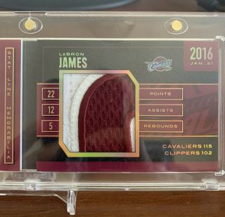 2015 - 16 Preferred LeBron James Game Worn Prime Patch Stat Book /25 Cavs Champs 3