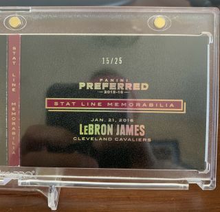 2015 - 16 Preferred LeBron James Game Worn Prime Patch Stat Book /25 Cavs Champs 4