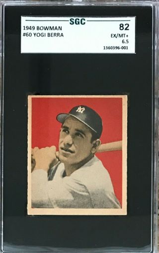 1949 Bowman Baseball Card 60 Yogi Berra Hof Ny York Yankees Sgc 82 (6.  5)