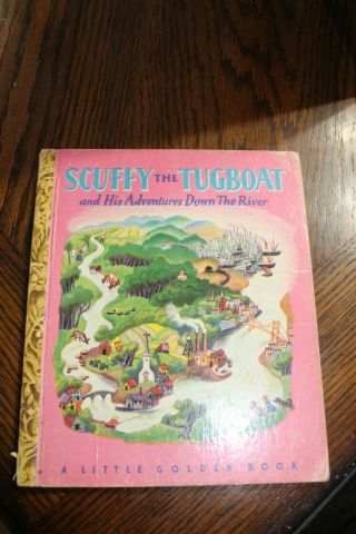 Vintage 1946 Scuffy The Tugboat A Little Golden Book