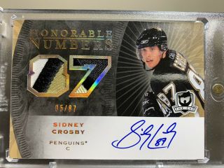 2007 - 08 Sidney Crosby Ud The Cup Honorable Numbers 3 Color Patch Auto /87