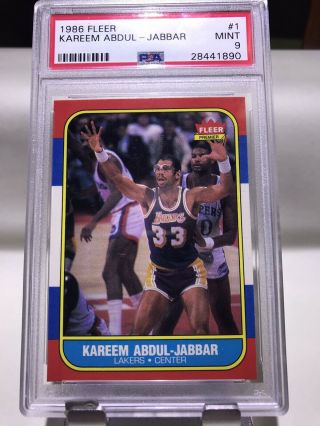 1986 Fleer Kareem Abdul Jabbar 1 Psa 9