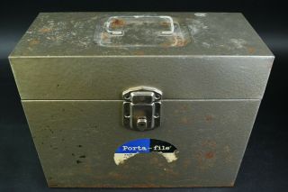Vintage Gray Metal Rectangular Porta - File 12.  5 X 10 In.  File Storage Box No Key