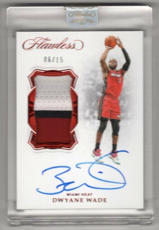 2018 - 19 Flawless Dwyane Wade Game 3 - Color Patch Auto Ruby 06/15 Heat