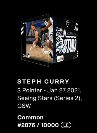Nba Topshot Seeing Stars Steph Curry 2876/10000 Le