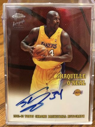 Shaquille O’neal 2002 - 03 Topps Chrome Refractor Auto Shaq 74/850 - On Card