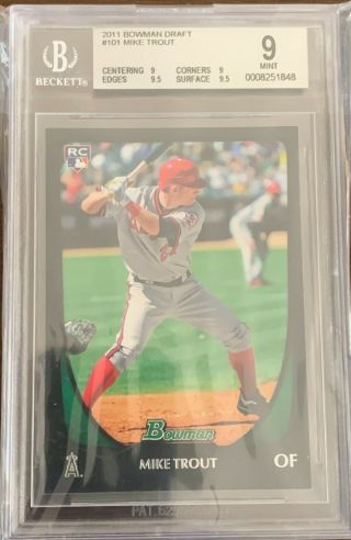 2011 Bowman Draft 101 Mike Trout Rc Bgs 9 (9,  9.  5,  9,  9.  5).  5 Away From Gem