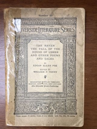 Riverside Literature Series Number 119 By Poe,  Edgar Allan 1897 (paperback)