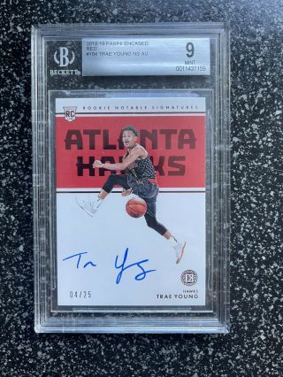 2018 Panini Encased Red 184 Trae Young Rc Auto 4/25 Bgs 9