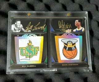 Bill Russell Autograph Logo Patch Exquisite David Robinson Auto Ud Black 
