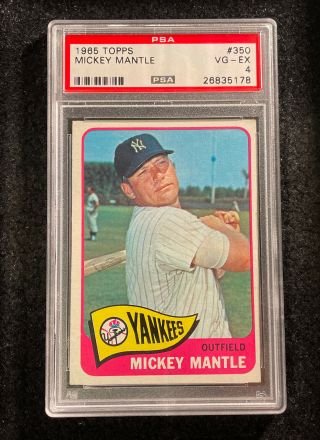 Mickey Mantle 1965 Topps 350 Psa 4 Vg - Ex Yankees Legend