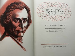 Vg 1961 Hc Slipcase Rights Of Man Thomas Paine Art By Lynd Ward Heritage Press