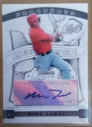 Mike Trout 2009 Bowman Sterling Rc Prospects Auto Bsp - Mt Rookie
