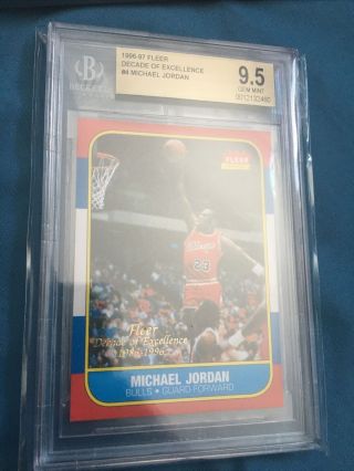 1996 - 97 Fleer Decade Of Excellence Michael Jordan Bgs 9.  5 1986 Reprint