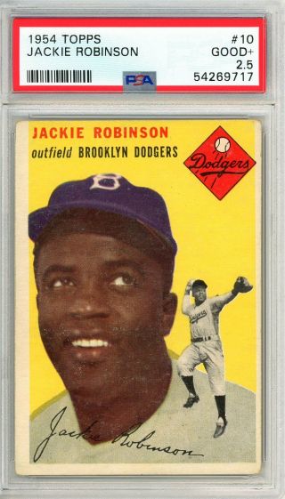 1953 Topps Jackie Robinson 10 Psa Grade 2.  5 Gd,  Cond.  " Classic Hot Card "