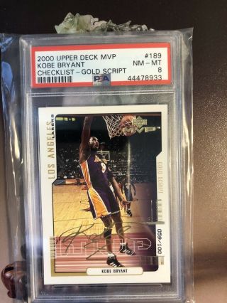 Kobe Bryant 2000 - 01 Upper Deck Mvp Gold Script D/100 Psa 8 Card 189 Checklist