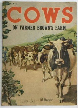 1940 Whitman Cows On Farmer Brown 