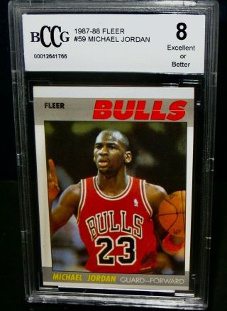 Bccg 8 Ex,  1987 Fleer Michael Jordan Basketball Card 59 Chicago Bulls 2nd Year