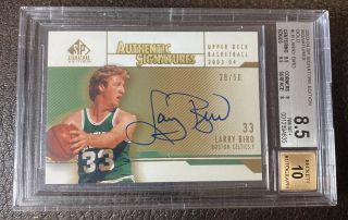 Larry Bird 2003 - 04 Sp Signature Gold Auto /50 Bgs 8.  5/10 Lebron Rookie Year