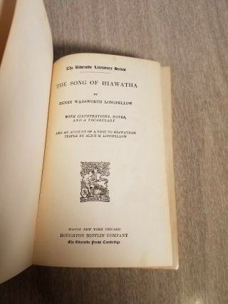 Longfellow’s The Song Of Hiawatha 1901 Riverside Literature Series Houghton Miff 3